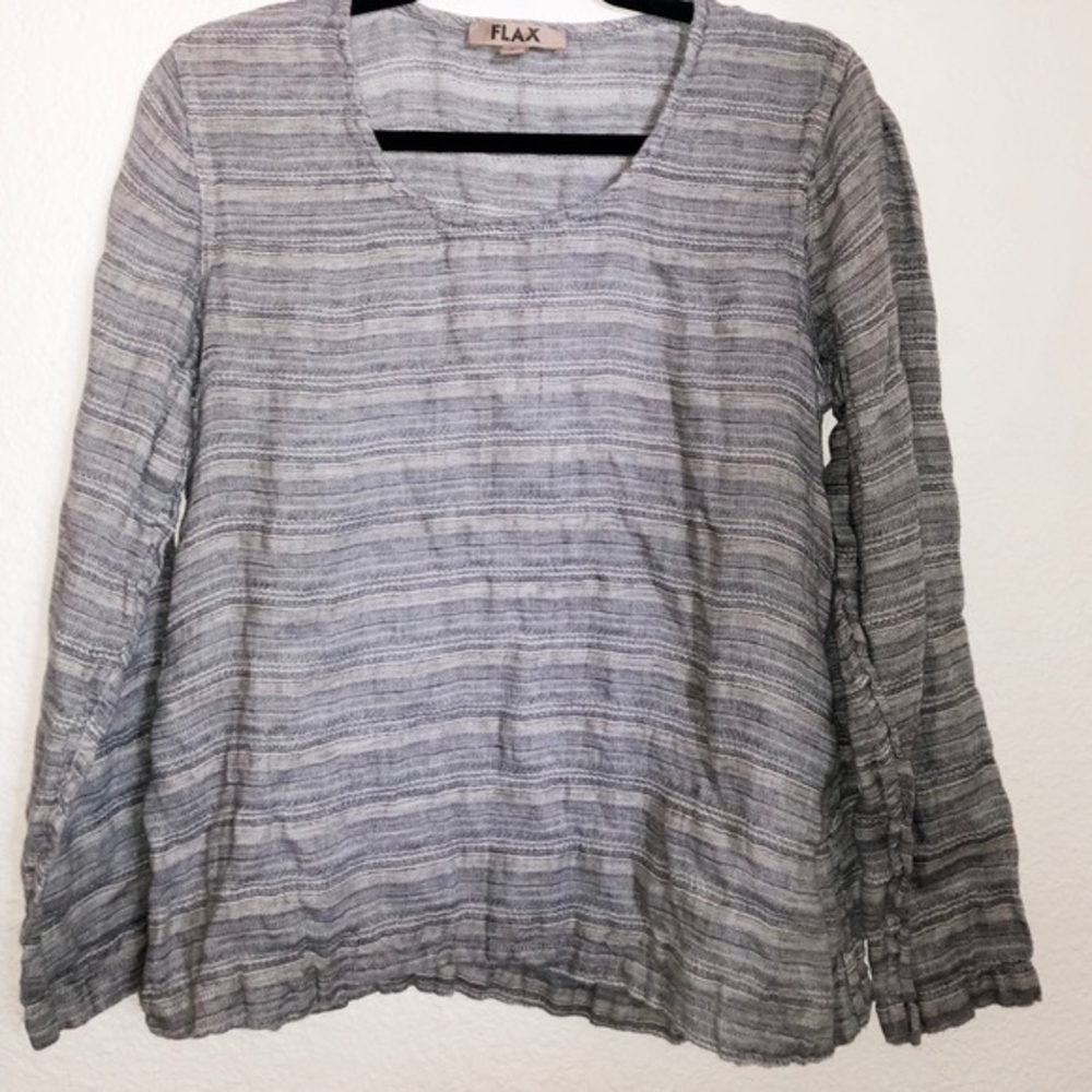 Flax Linen Long Sleeve Boxy Top Small